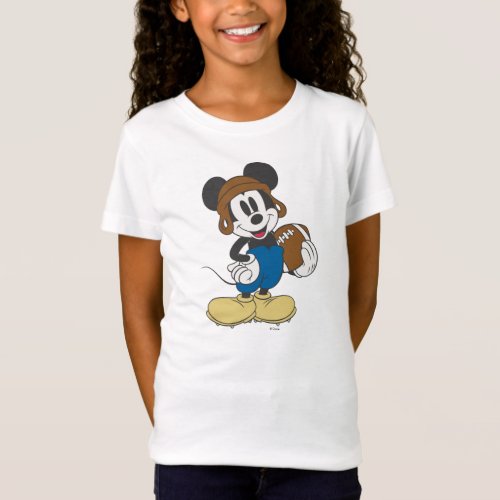 Sporty Mickey  Holding Football T_Shirt