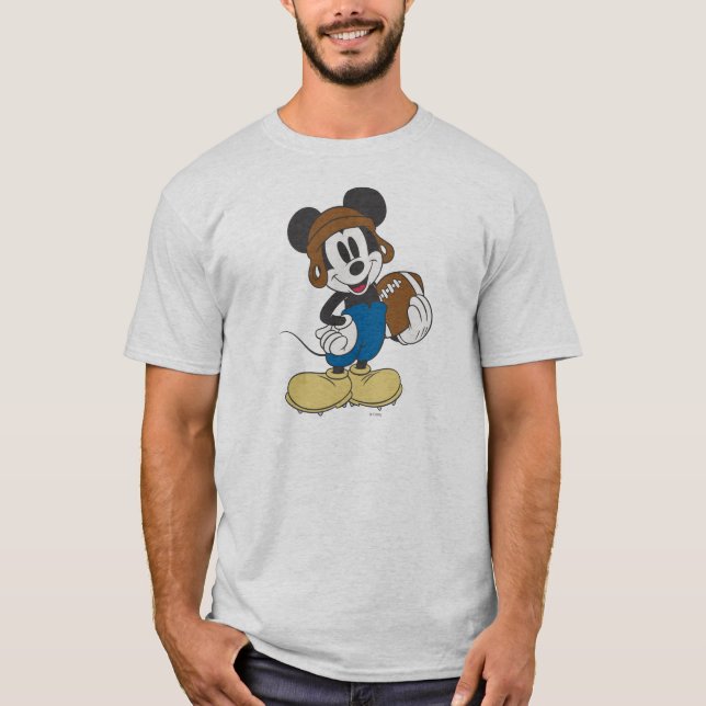 Sporty Mickey | Holding Football T-Shirt (Front)