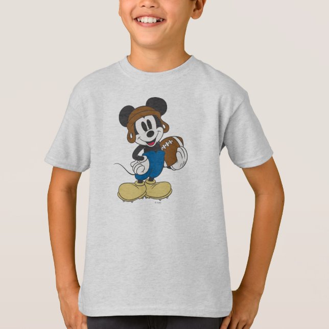 Sporty Mickey | Holding Football T-Shirt (Front)