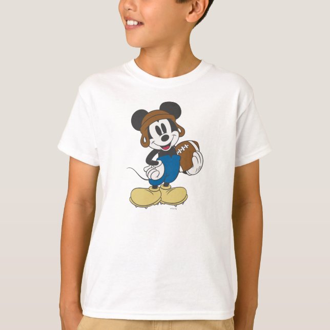 Sporty Mickey | Holding Football T-Shirt (Front)