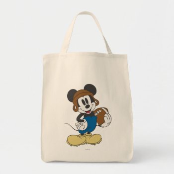 Sporty Mickey | Holding Football Tote Bag by MickeyAndFriends at Zazzle