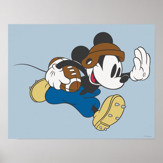 Sporty Mickey | Running with Football Poster (Front)