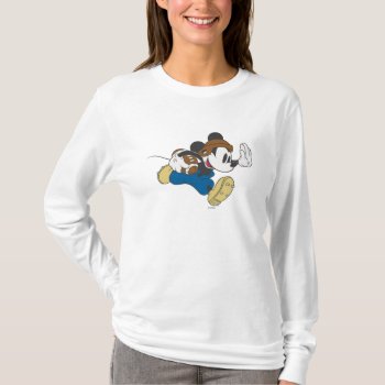 Sporty Mickey | Running With Football T-shirt by MickeyAndFriends at Zazzle