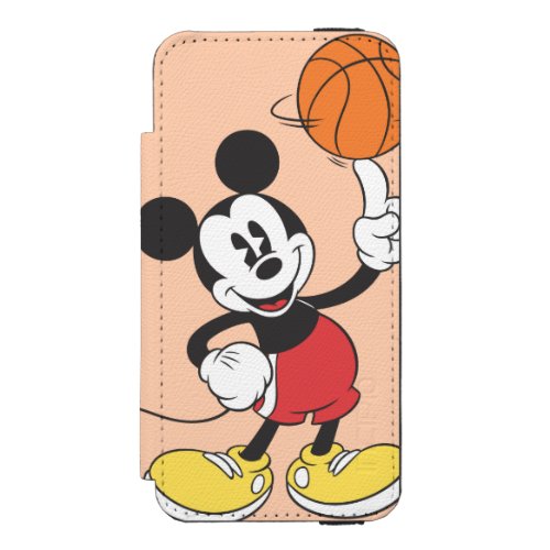 Sporty Mickey  Spinning Basketball Wallet Case For iPhone SE55s