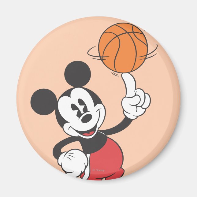 Sporty Mickey | Spinning Basketball Magnet (Front)
