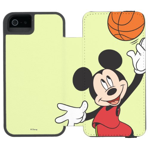 Sporty Mickey  Throwing Basketball Wallet Case For iPhone SE55s