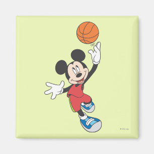 Sporty Mickey Throwing Basketball Magnet