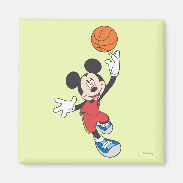 Sporty Mickey | Throwing Basketball Magnet (Front)
