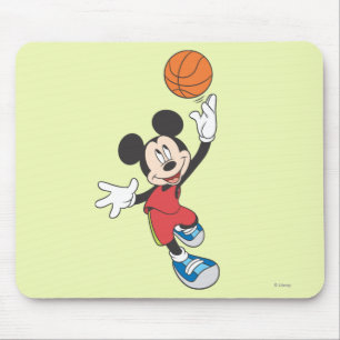Sporty Mickey   Throwing Basketball Mouse Pad