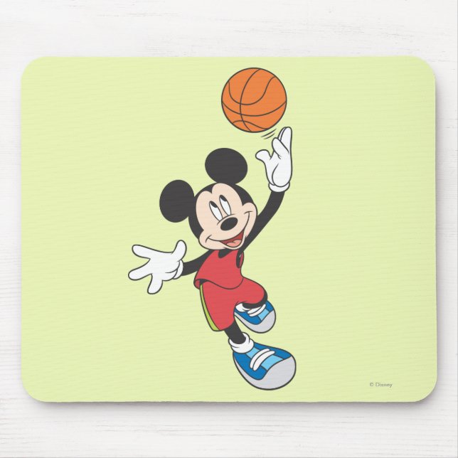 Sporty Mickey | Throwing Basketball Mouse Pad (Front)