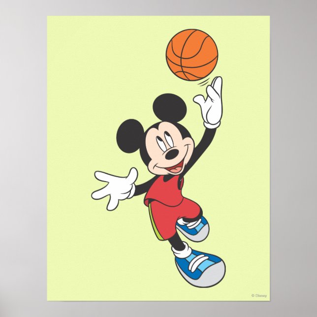 Sporty Mickey | Throwing Basketball Poster (Front)