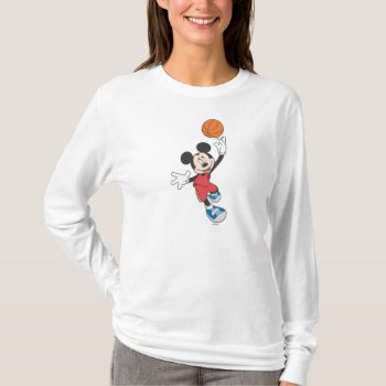 Sporty Mickey | Throwing Basketball T-shirt by MickeyAndFriends at Zazzle