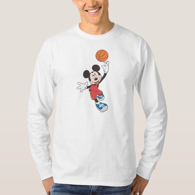 Sporty Mickey | Throwing Basketball T-Shirt (Front)