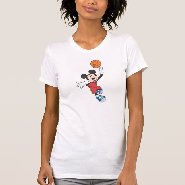 Sporty Mickey | Throwing Basketball T-Shirt (Front)