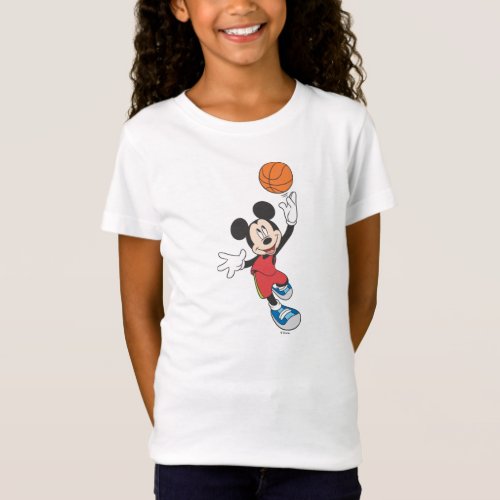 Sporty Mickey  Throwing Basketball T_Shirt