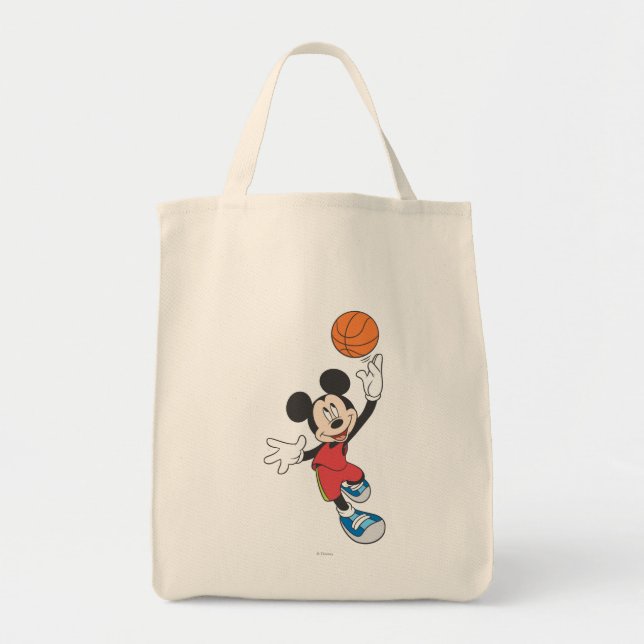 Sporty Mickey | Throwing Basketball Tote Bag (Front)