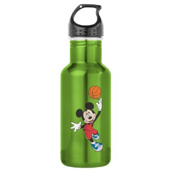 Sporty Mickey | Throwing Basketball Water Bottle by MickeyAndFriends at Zazzle
