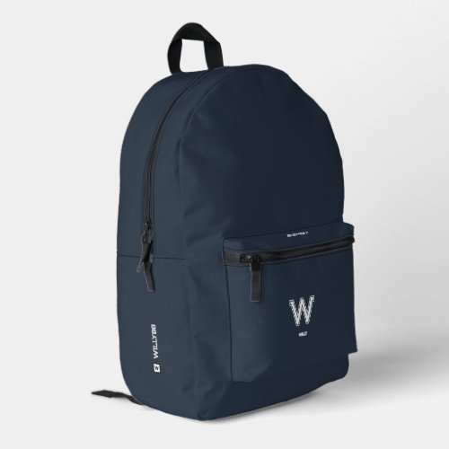 Sporty Minimalist Monogram Dark Navy Blue Stylish  Printed Backpack