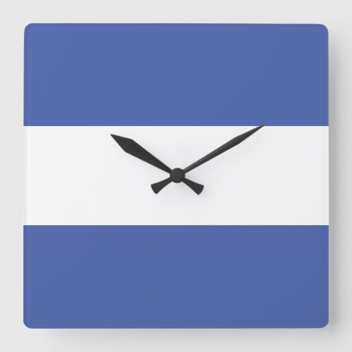 Sporty Modern Blue White Wide Nautical Stripes Square Wall Clock