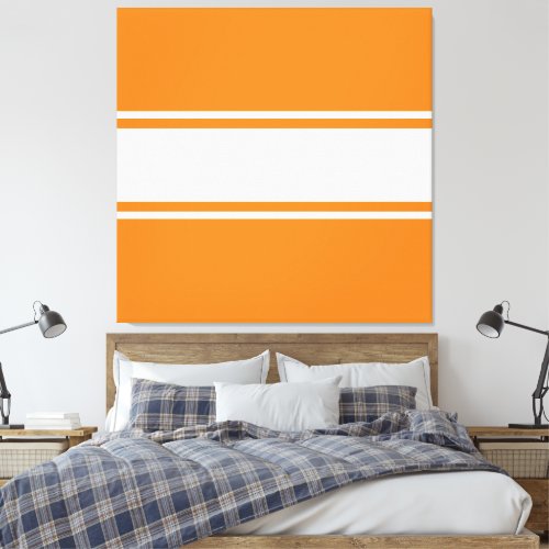 Sporty Modern Bright Orange White Color Block Canvas Print
