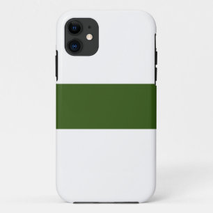 Sporty Modern Dark Green Center Stripe On White iPhone 11 Case