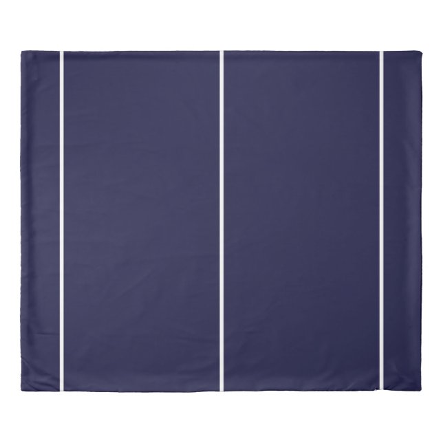 Sporty Modern Navy Blue White Vertical Stripes  Duvet Cover (Front)