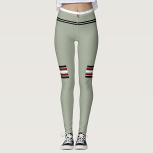 Sporty Monogram 1 Design-Gray/Red Black & White Leggings