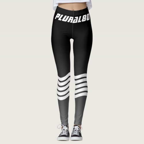Sporty monogrammed black gray gradient  leggings