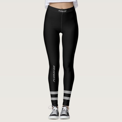 Sporty monogrammed black gray  leggings