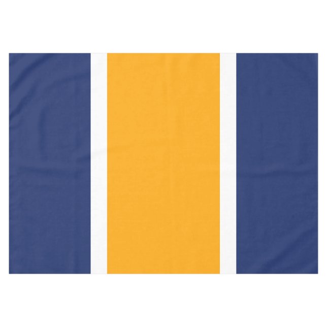 Sporty Navy Golden Orange White Racing Stripes Tablecloth (Front (Horizontal))