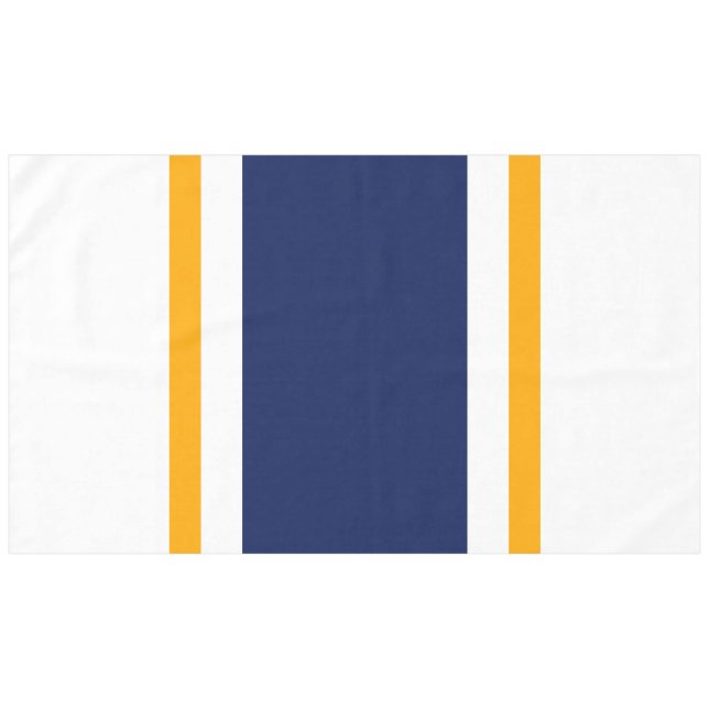 Sporty Navy Orange White Summer Racing Stripeses Tablecloth (Front (Horizontal))