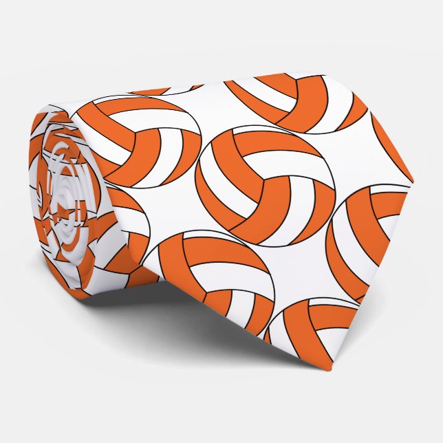 Sporty Orange and White Volleyball 🏐 Neck Tie (Rolled)