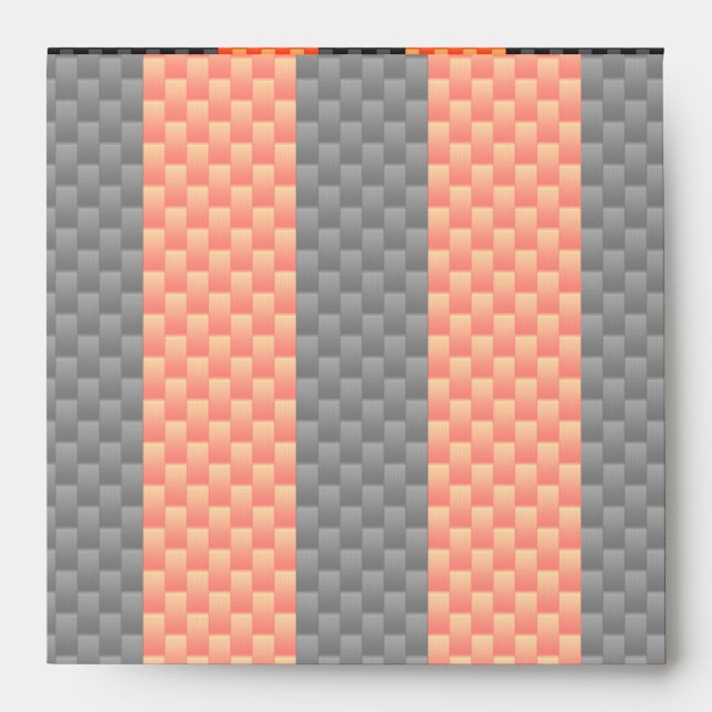 Sporty Orange Stripes on Carbon Fiber Like Print Envelope (Front)