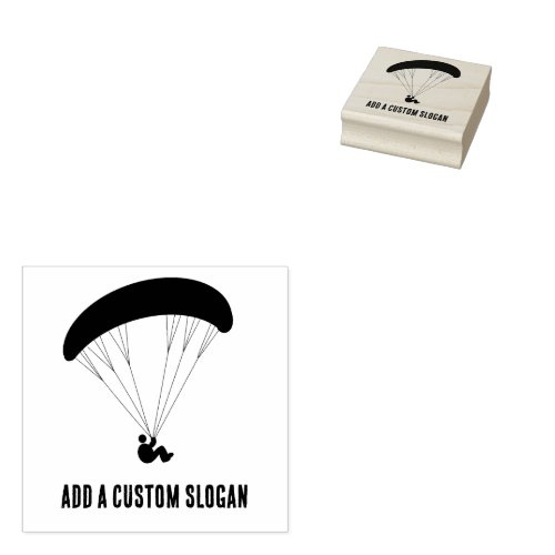 Sporty Paragliding Graphic _ Custom Slogan or Name Rubber Stamp