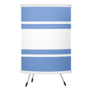 Sporty Pastel Blue White Nautical Racing Stripes Tripod Lamp