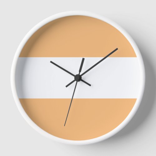 Sporty Peach Orange White Wide Nautical Stripes  Clock