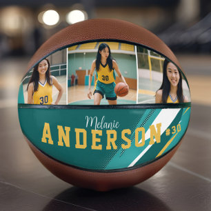 Sporty Photo Collage Player Name & Team Number Basketball