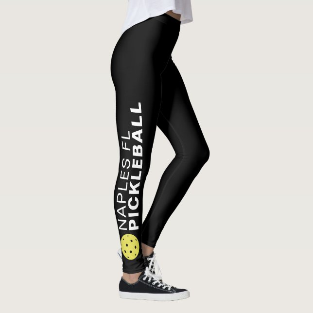 Sporty Pickleball Custom Town Team Name Black Leggings (Right)