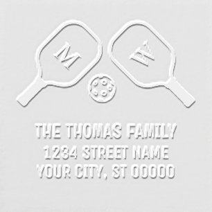 Sporty Pickleball Paddles and Ball Name Address Embosser