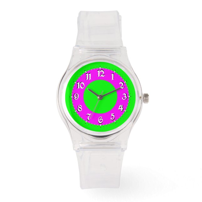 Sporty Pink and Green Analog Watch (Front)