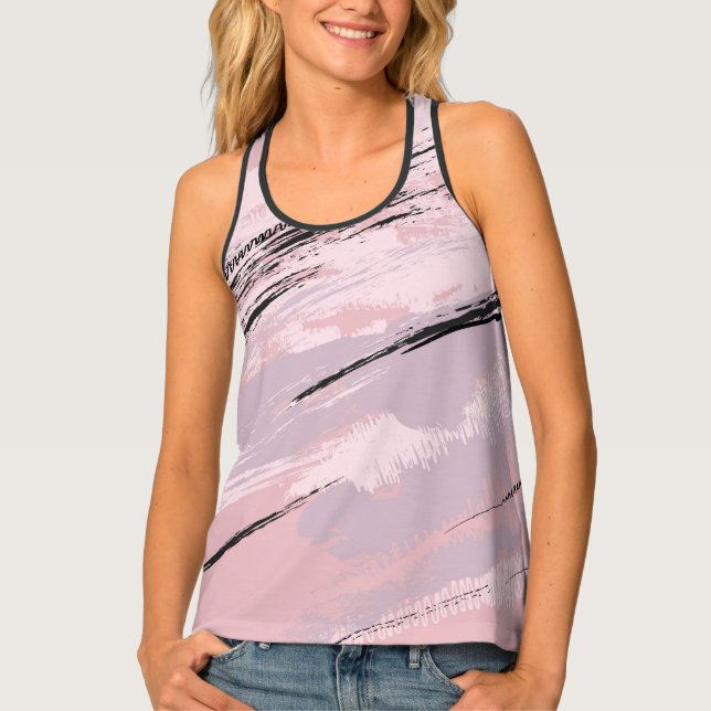 Sporty Pink and Purple Racerback Tank Top (Front)