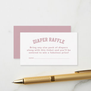 Sporty pink baby shower diaper raffle ticket enclosure card
