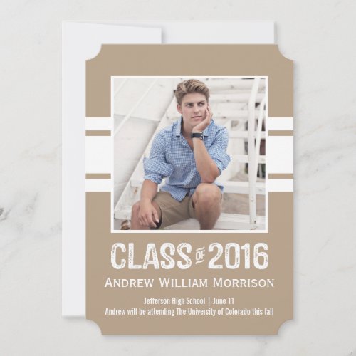 Sporty Prep Graduation Photo Class of 2016 Invitation