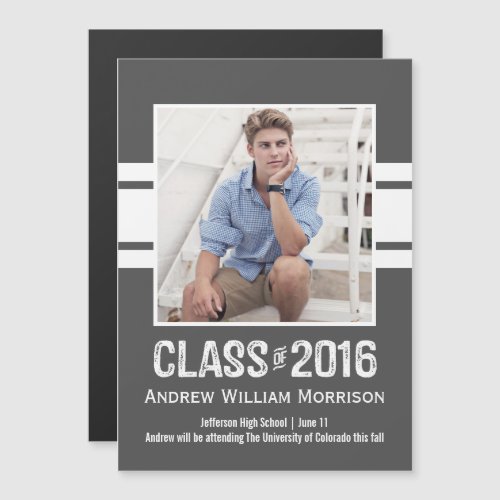 Sporty Prep Graduation Photo Class of 2016 Magnetic Invitation