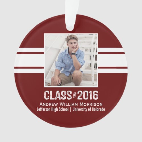 Sporty Prep Graduation Photo Class of 2016 Ornament