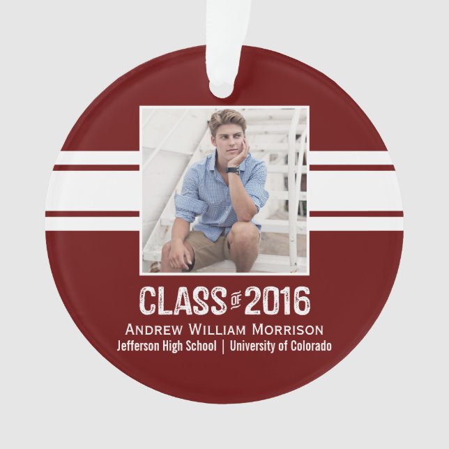 Sporty Prep Graduation Photo Class of 2016 Ornament (Front)