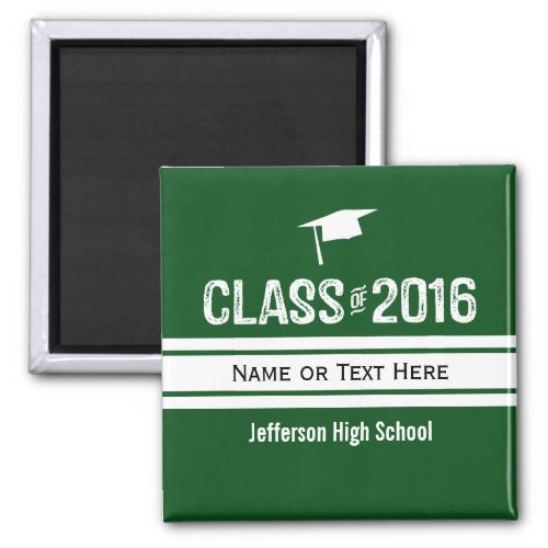 Sporty Prep Stripe Graduation Cap Class of 2016 Magnet