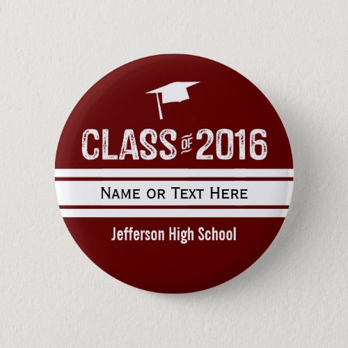 Sporty Prep Stripe Graduation Cap Class of 2016 Pinback Button