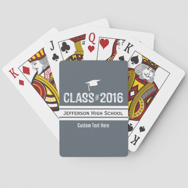 Sporty Prep Stripe Graduation Cap Class of 2016 Poker Cards (Back)