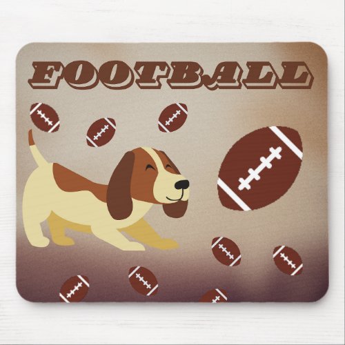 Sporty Pup DOG LOVE FOOTBALL Excitement Mouse Pad